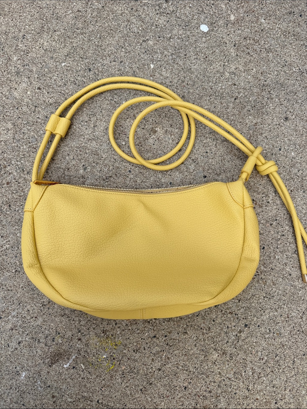 Yellow Faux Leather Crossbody Bag - Women's Shoulder Purse